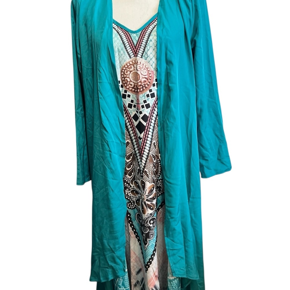 2pc New Teal Maxi Dress with Cardigan Sz M/L - Picture 6 of 13